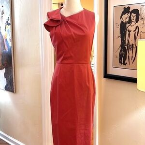 NWT Antonio Melani,Contemporary Dress in Brick,Flower Embellishment, Size 8